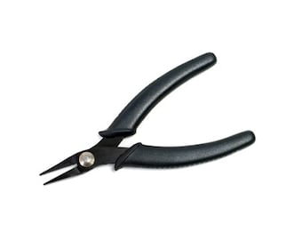 May include: Black needle-nose pliers with black rubber handles.