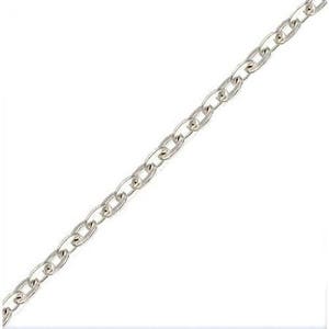 May include: A silver chain necklace with a delicate, oval-shaped link design.