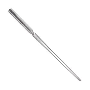 May include: A silver metal skewer with a pointed tip and a rounded handle.