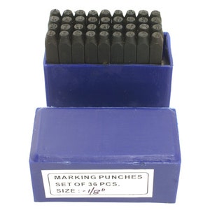 Juego de sellos de letras y números de 1/8", 36 piezas para estampar metal - 55-105