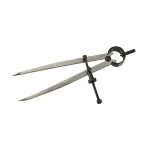 May include: A silver metal inside caliper with a black adjustment knob and a black locking ring. The caliper is used to measure the inside diameter of objects.