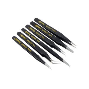 Tweezers Fine Tip Epoxy Coated Non-Magnetic  Set of 6 - 57-159