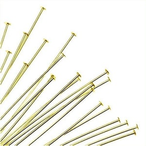 Gold Filled Head Pins 12mm wire thickness 0.4mm 26 Gauge with Flat