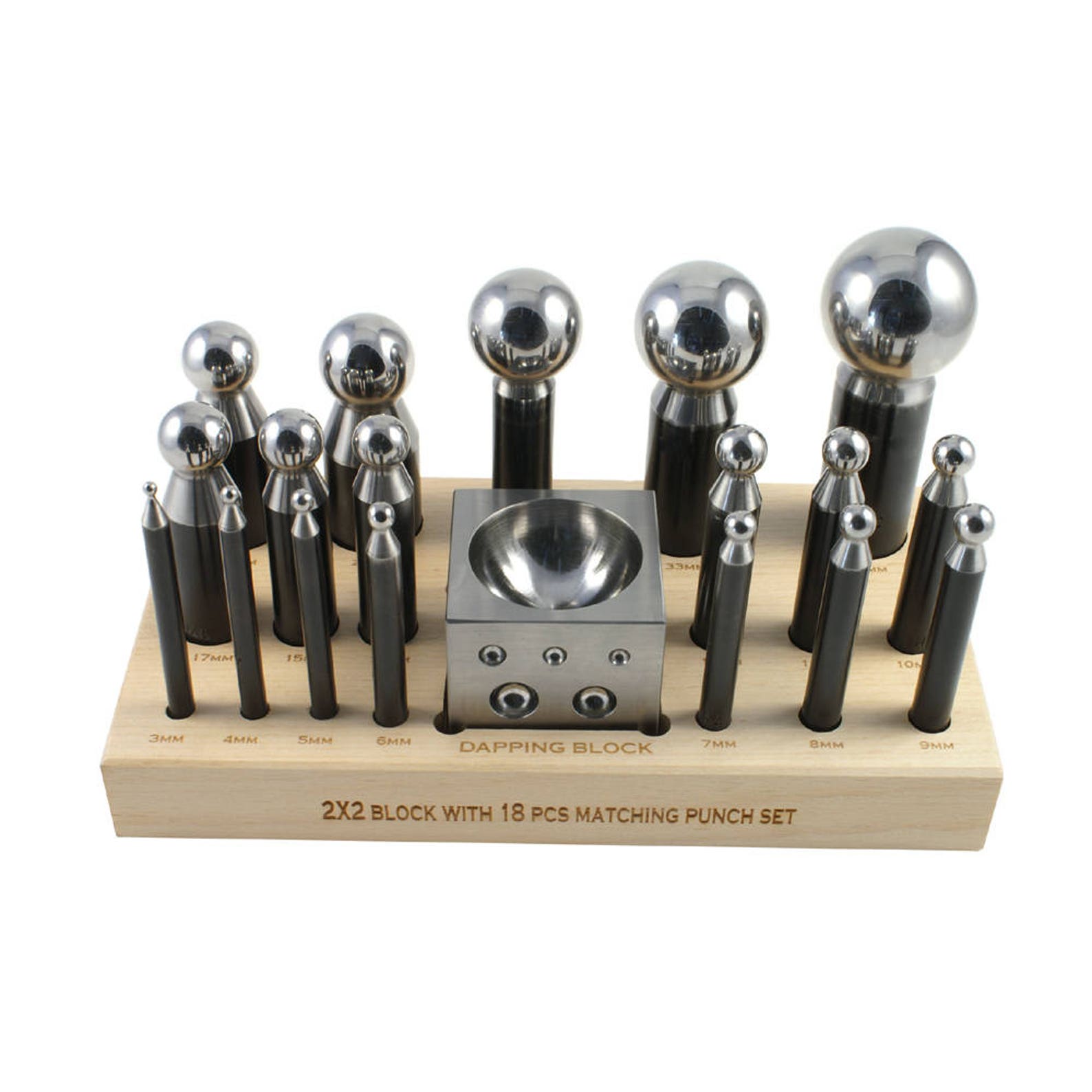 Professional 20 Piece Dapping Set - 3 to 38 Millimeter Punches - 25-630 ...