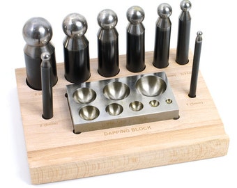 Dapping Set - 8 poinçons et bloc pour la fabrication de bijoux - 25-622