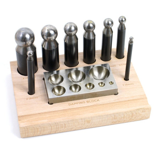 Dapping Set - 8 Punches and Block for Jewelry Making - 25-622