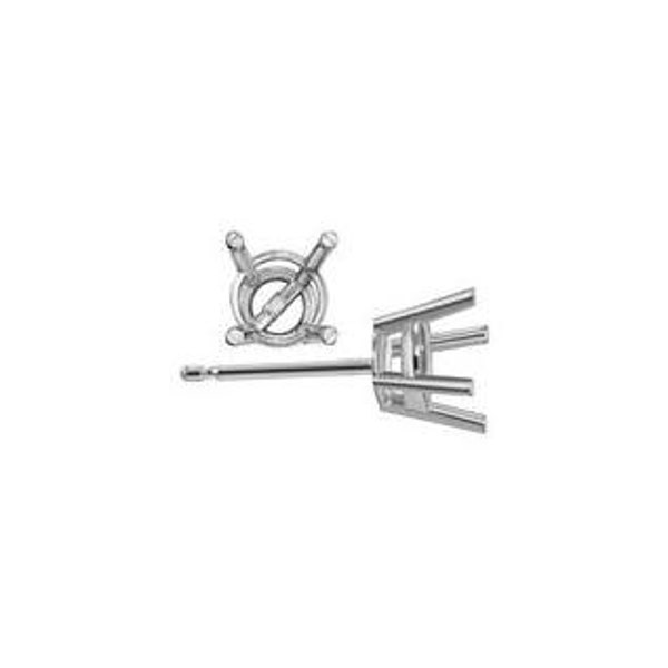 Paramètres de boucles d'oreilles à tige rondes à 4 griffes en argent sterling - 4 à 8 mm - UNE PAIRE - Série 16P