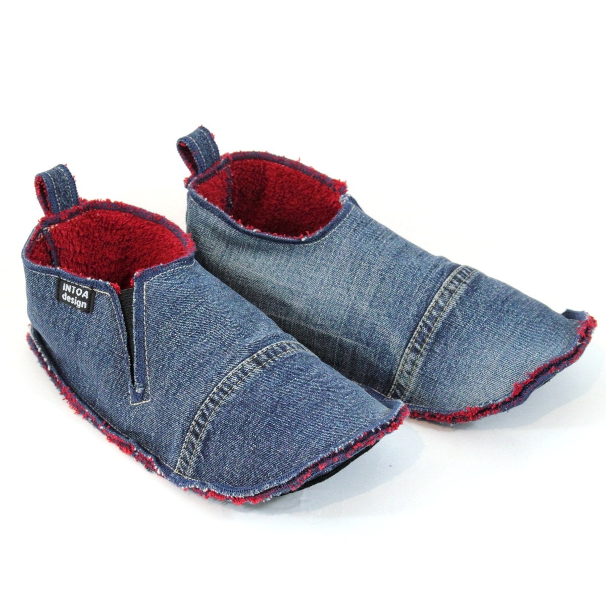 Denim Slippers of Recycled Jeans Adults With Rubber Bands - Etsy