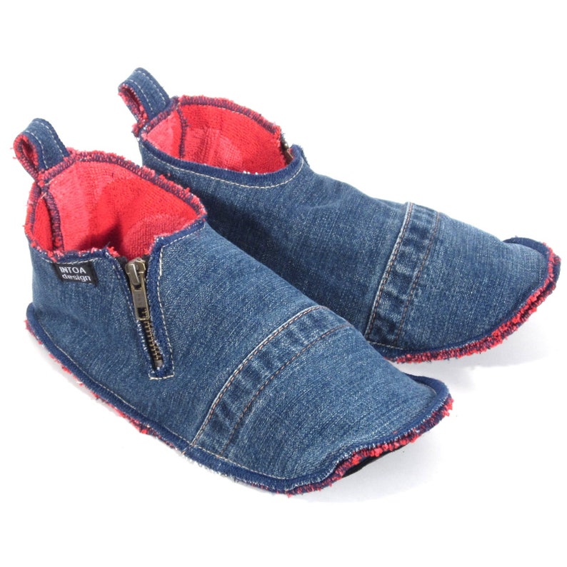 Denim Slippers of Upcycled Jeans, adults, zippered image 3