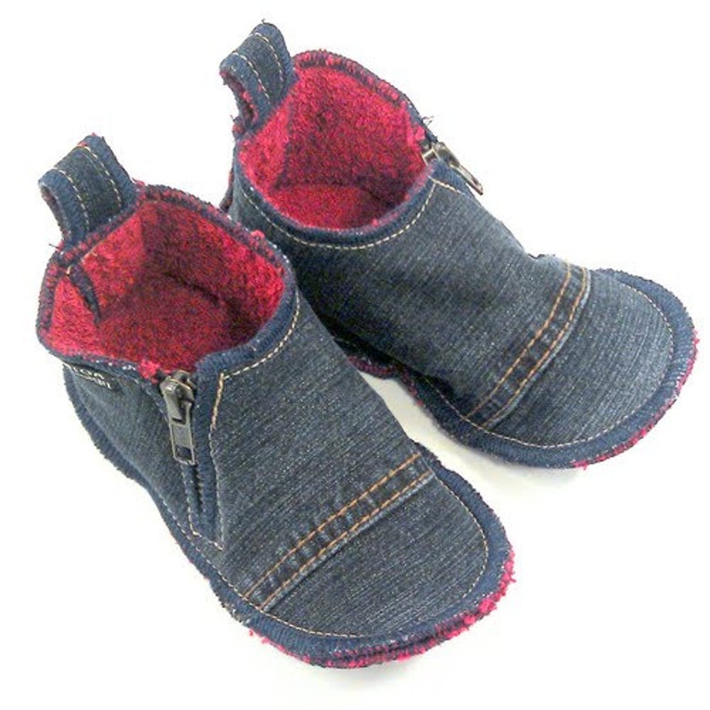 Denim Slippers of Recycled Jeans kids zippered | Etsy