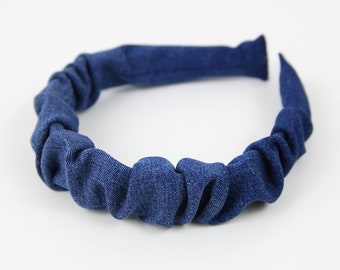 New! Denim Wrinkle Headband of Upcycled Jeans