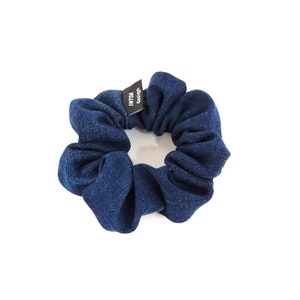 Denim Scrunchie of Upcycled Jeans, Dark Blue image 1