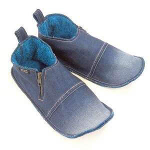 Denim Slippers of Upcycled Jeans, adults, zippered image 4