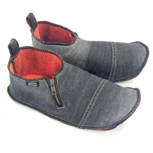 Denim Slippers of Upcycled Jeans, adults, zippered image 1