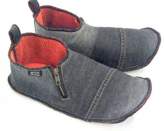 Denim Slippers of Recycled Jeans, adults, zippered