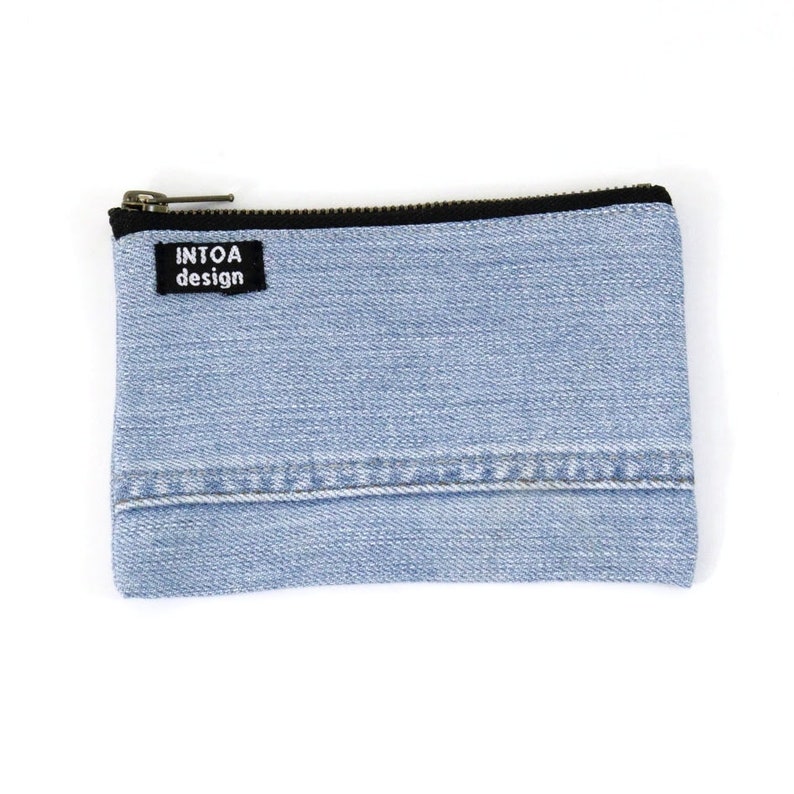 Small Denim Pouch of Recycled Jeans Light Blue Etsy