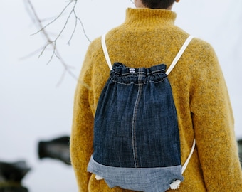 Denim Backpack of Upcycled Jeans