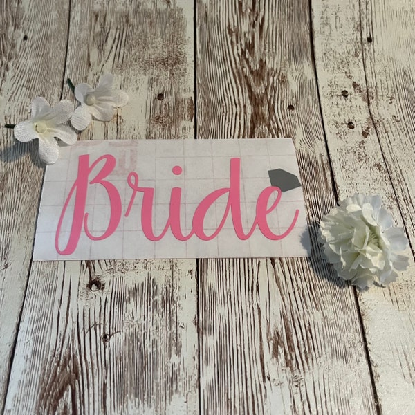 Bride decal with diamond accent | Bride w/ Diamond decal for wine glass, mug or tumbler | 3 sizes available