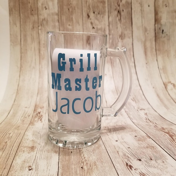 Grill Master pint/beer mug/tumbler decal personalized