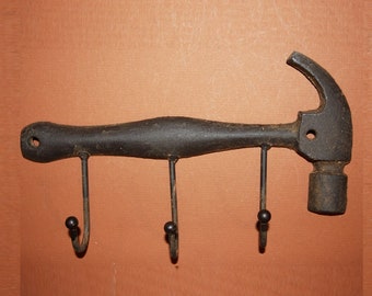 1) Gift for Dads Workshop Hammer Wall Hook 9 1/2" Solid Cast Iron, H-36 Free Ship