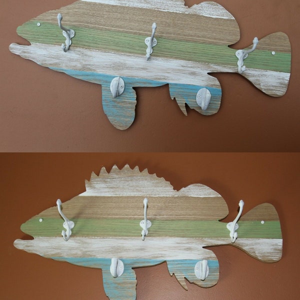 2) Fish Cleaning Station Decor, Wooden Fish Hooks Racks, 22 1/2 inch, Fish-Tation - 2 Racks Handmade By Shorely Yours