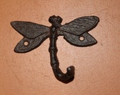 Dragonfly Gift For Her, Unique Vintage style dragonfly wall hooks, cast iron, 4 1 4 inch, Volume Priced, H-90