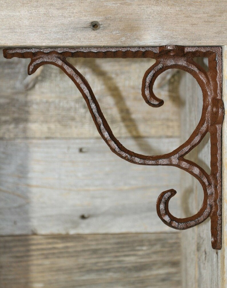 Hammered Swirl Cast Iron Shelf Brackets 7 1/2 Volume Etsy