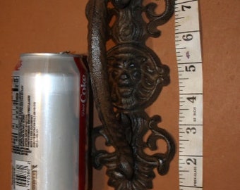 Hollywood Regency Lion Door Handle Pull Hardware Cast Irn 8 1/2", HW-21