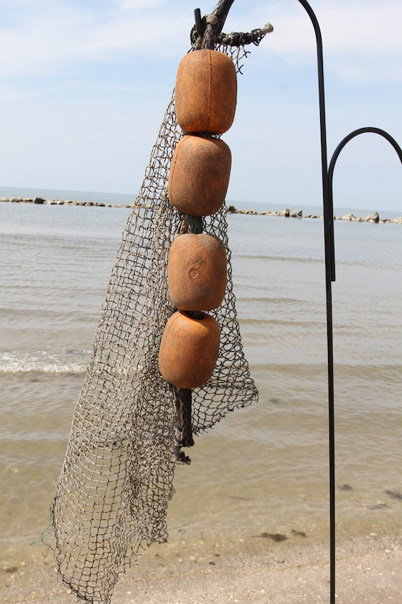 Coastal Fishing Industry Weathered Netting Decor / Rope Floats 3