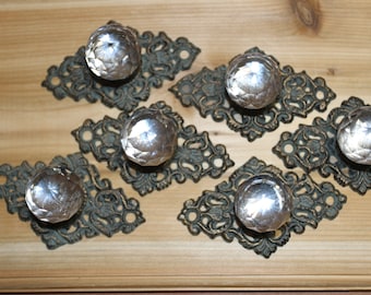 Elegant Knob Pulls Cast Iron Backplate, 3  inch center, 6 pulls -  HW-62  Mothers Day Gift Free Ship