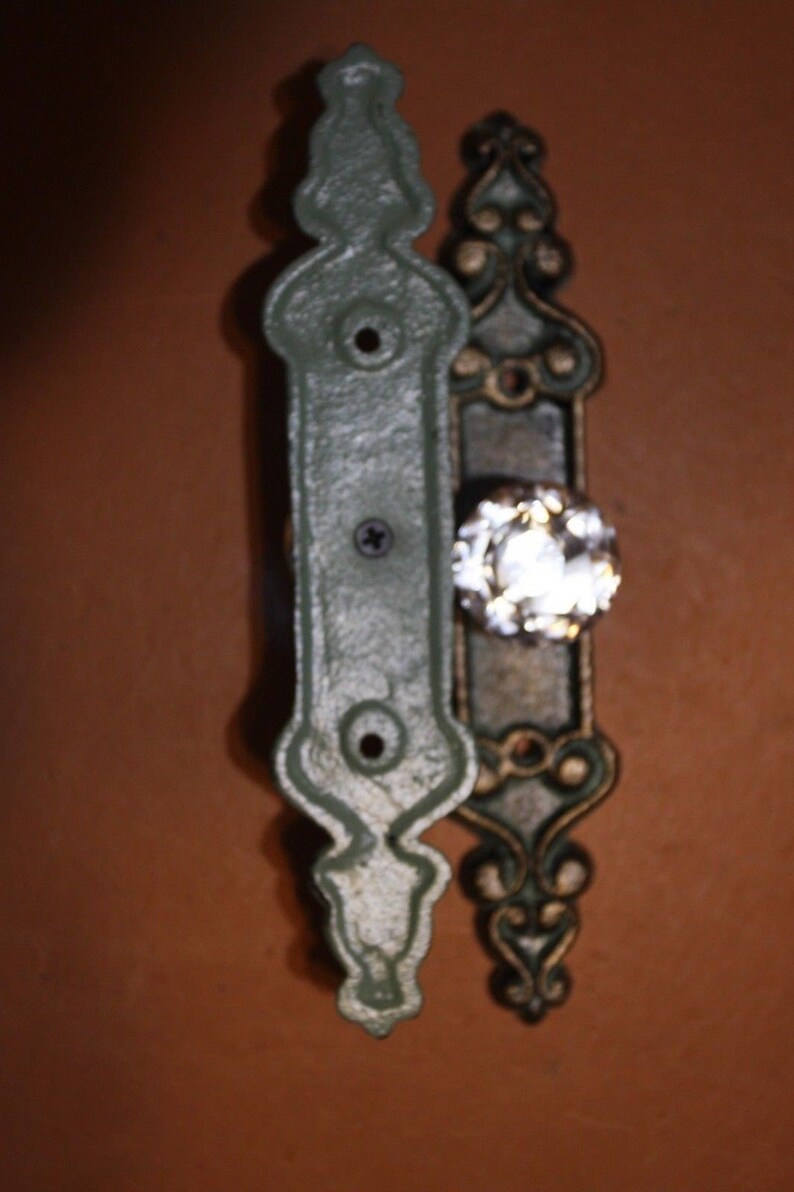 Set of 6 Antique Replica Flower Drawer Pull Knob Cast Iron Cabinets Brown