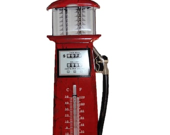 Route 66 Gas Pump Wall Thermometer, Metal Free Ship