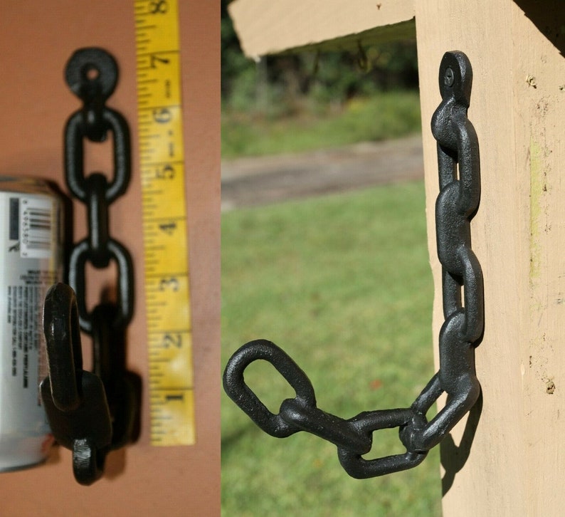 Large Decorative J Hook Style Cable Wall Hook Black Cast Iron Etsy