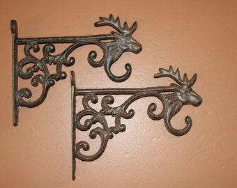 Woodlands Theme Plant Hanger Shelf Holder Bracket Cast Iron, B-15 Free Ship