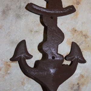 2 Anchor Wall Hook, Large Anchor, Wall Hook, Cast Iron, Anchor Decor,Nautical Decor,Nautical Bath Decor, Anchor hook, N-26 image 2