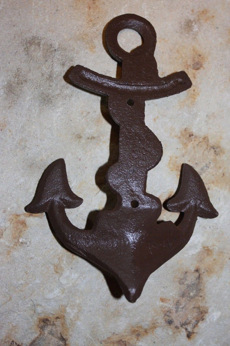 2 Anchor Wall Hook, Large Anchor, Wall Hook, Cast Iron, Anchor Decor,Nautical Decor,Nautical Bath Decor, Anchor hook, N-26 image 2