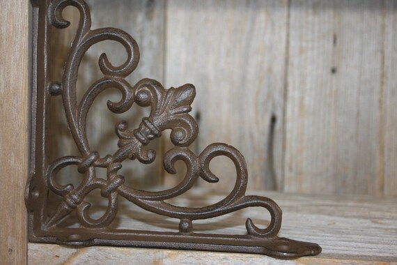 Fleur De Lis Shelf Brackets Corbels Vintage Look Solid Cast Etsy