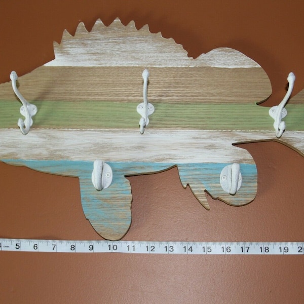 Fish Cleaning Station Decorative Wall Hook Rack Wooden Fish, 22 1/2 inch, Fish-Tation Handmade By Shorely Yours