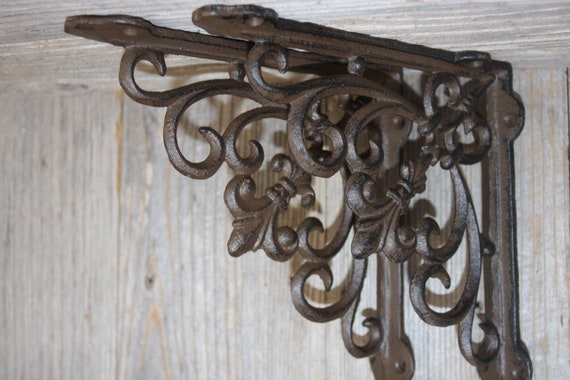 Fleur De Lis Shelf Brackets Corbels Vintage Look Solid Cast Etsy