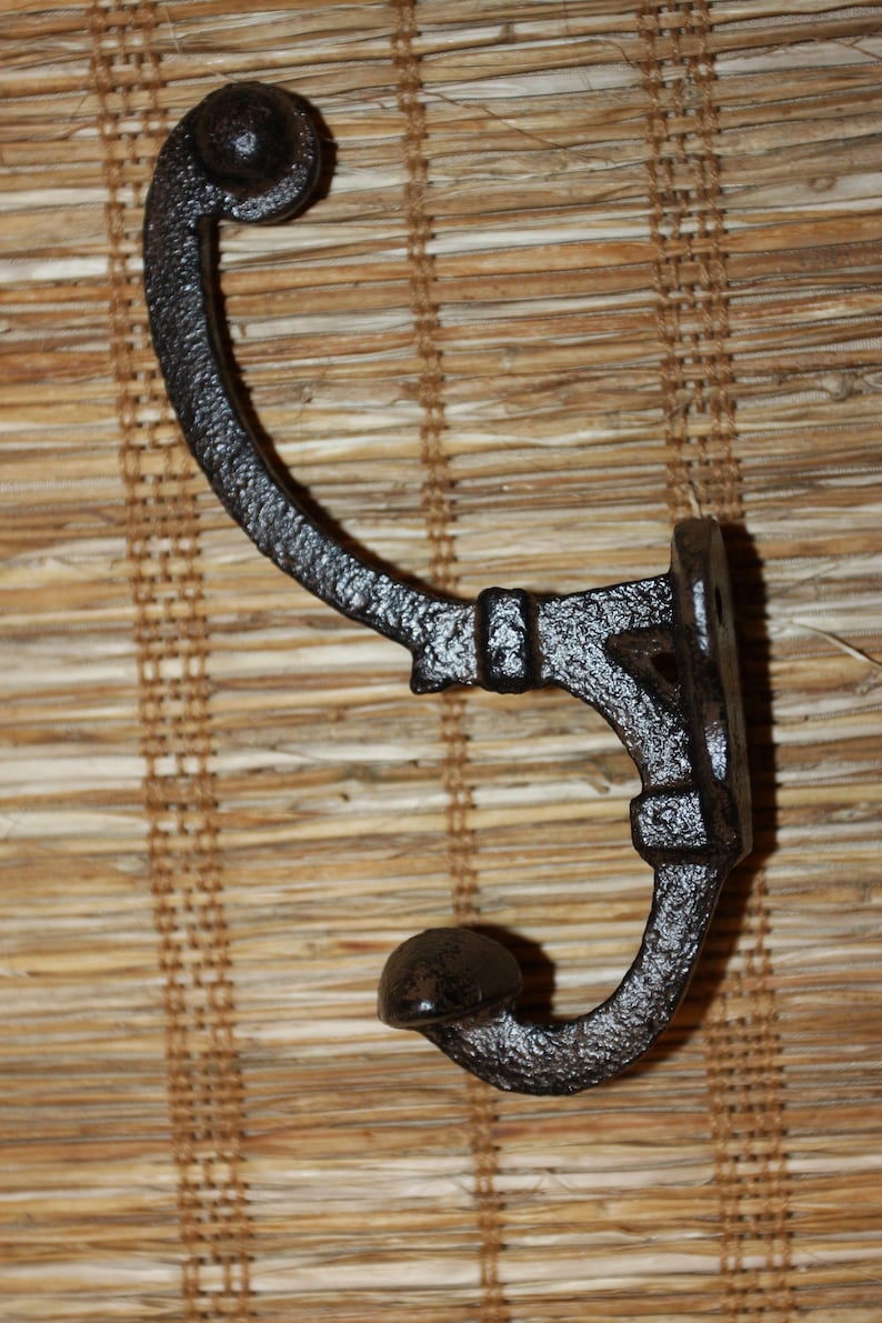 Double Hook Coat Hat Wall Mounted Hooks Vintagelook Cast Etsy