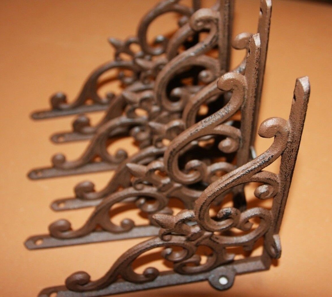 French Country Shelf Brackets 6 1/2 inch Solid Cast Iron Etsy