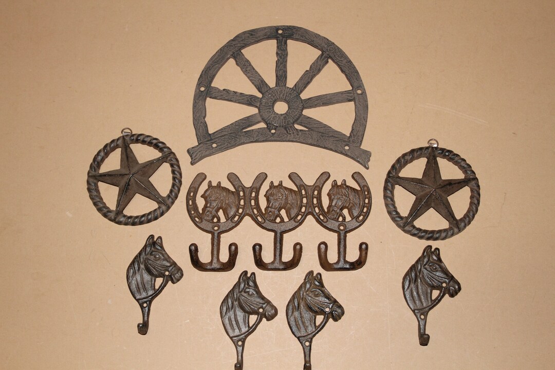 8 Rustic Ranch House Cast Iron Wall Decor Tulsa Skies Free Etsy