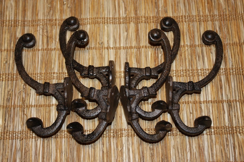 Double Hook Coat Hat Wall Mounted Hooks Vintagelook Cast Etsy