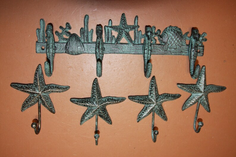 5 Beach House Bathroom Towel Rack Wall Hooks Set of 5 Etsy