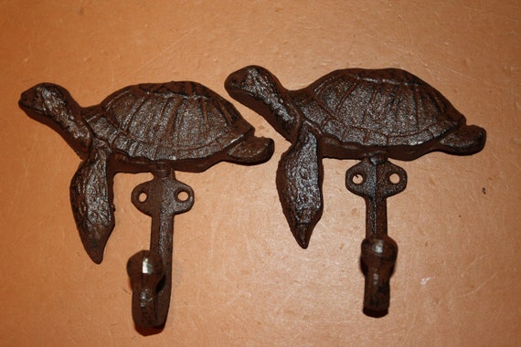 Cast Iron Sea Turtle Towel Hooks 5 X 4 1/2 Volume - Etsy