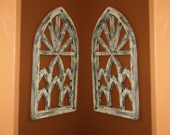 Cathedral Window Decor Christmas Gift, Distressed Wood Wall Windows, 30 1/4" - Sunrise W 2 Free Ship