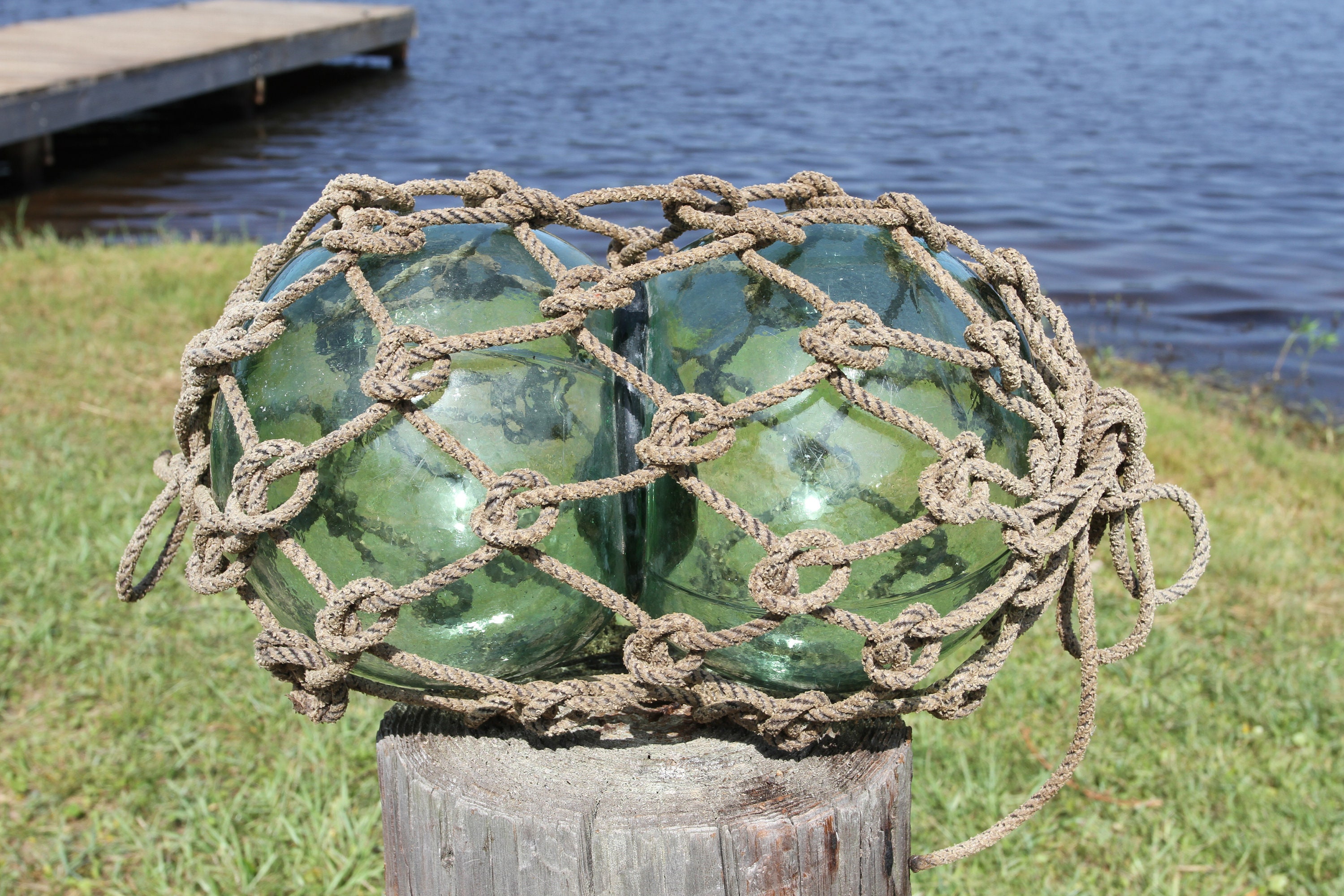 Authentic Glass Fishing Floats With Nets From the Pre-70's Era