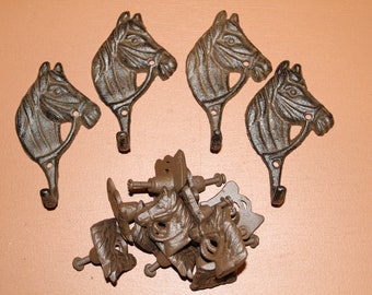 Western Horse Drawer Knobs / Wall Hooks Set -   12 Horse Drawer Knobs HW-74 / 4 Horse Wall Hooks w-18 Free Ship