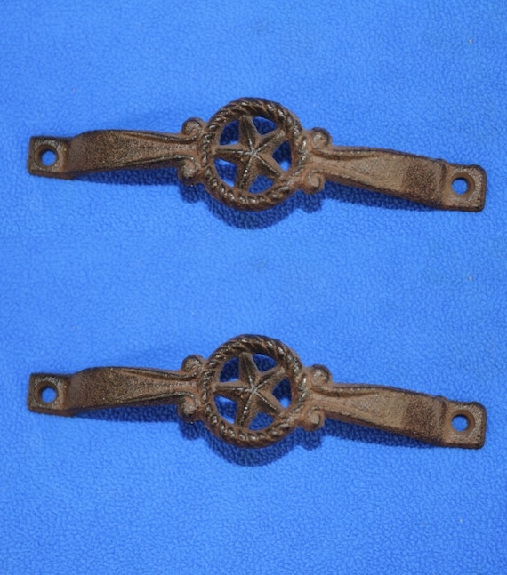 2 Western Star Drawer Pulls Rustic Cast Iron 5 3/8 Inch Etsy