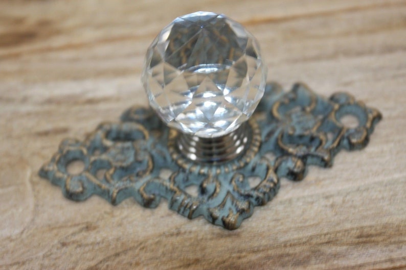 7 Inches Antiqued Look Bronze Look Cast Iron Crystal Knob Drawer